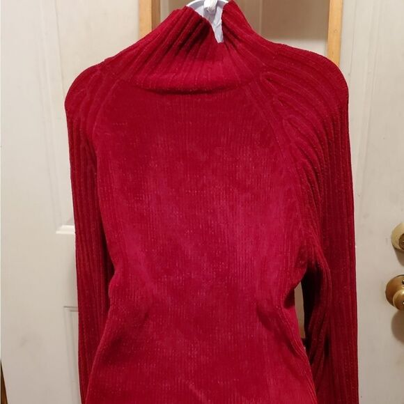 Carolyn Taylor Sweater Women’s Size Large Burgundy Zip Collar - Picture 4 of 8